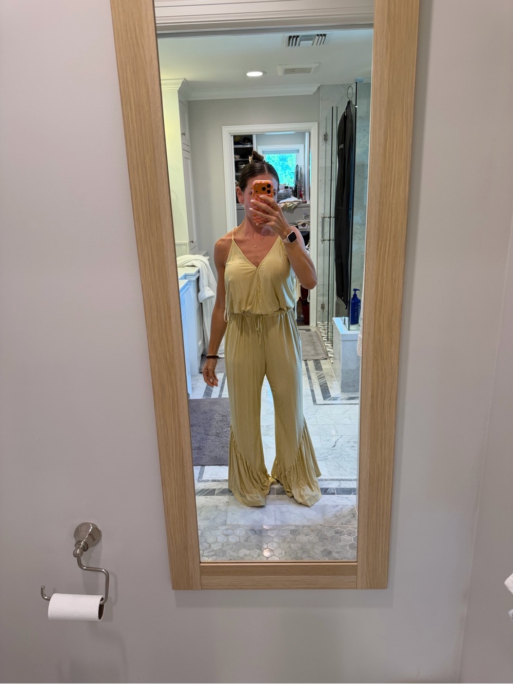 Very J Light Yellow V-Neck Wide-Leg Jumpsuit